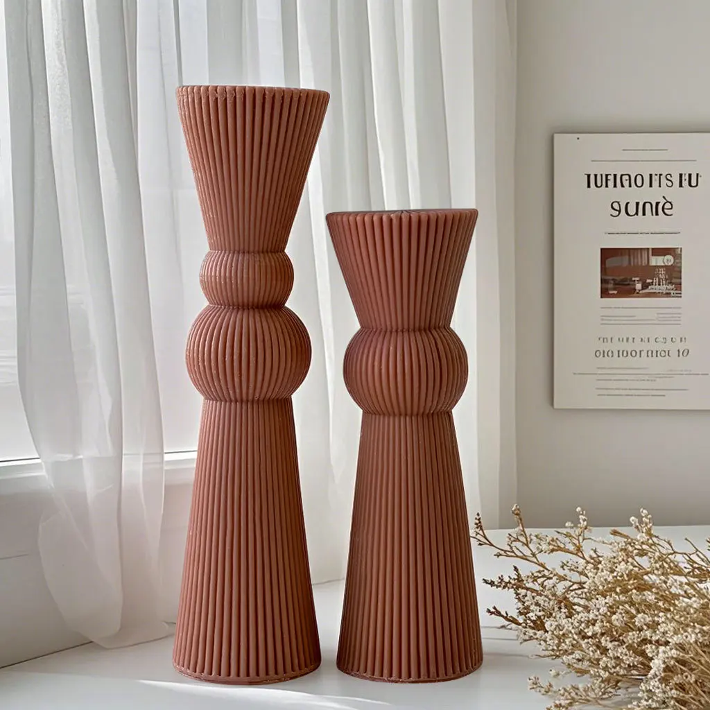 DIY Long Rod Striped Pillar Candle Mold Handmade Cylinder Aroma Candle Silicone Molds Church Candles Making Supplies