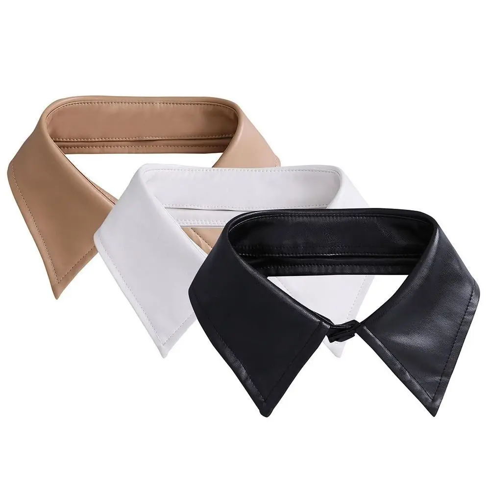 Chiffon PU Leather Fake Collar Korean Style Square Detachable Shirt Colar Decoration Shirt Collar Tie Sweater False Collar Lady