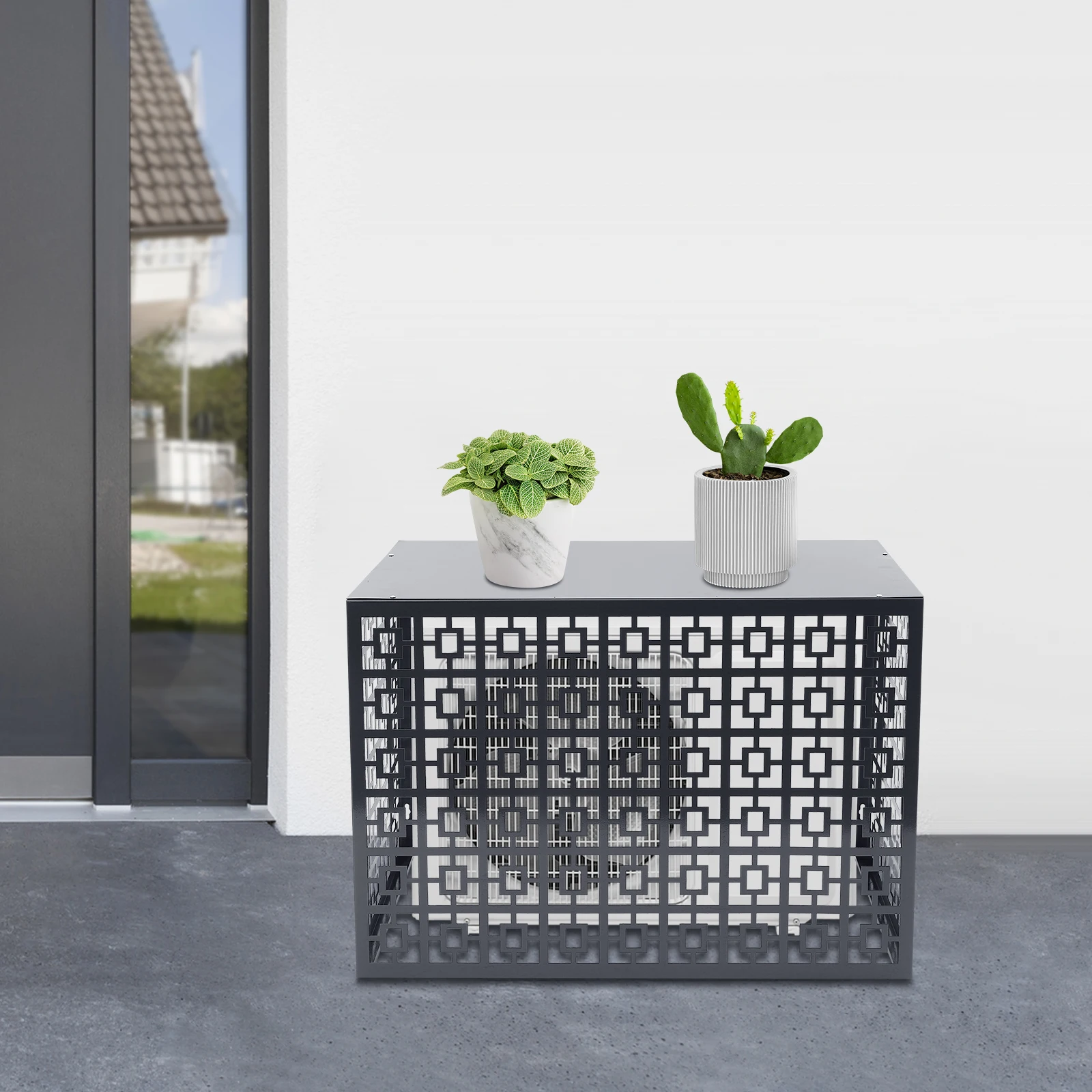 Valla de aire acondicionado multiescena gris oscuro (protección de CA/valla de respaldo/valla de equipo de piscina) - Tamaño externo de 43,3121,6531,5 pulgadas