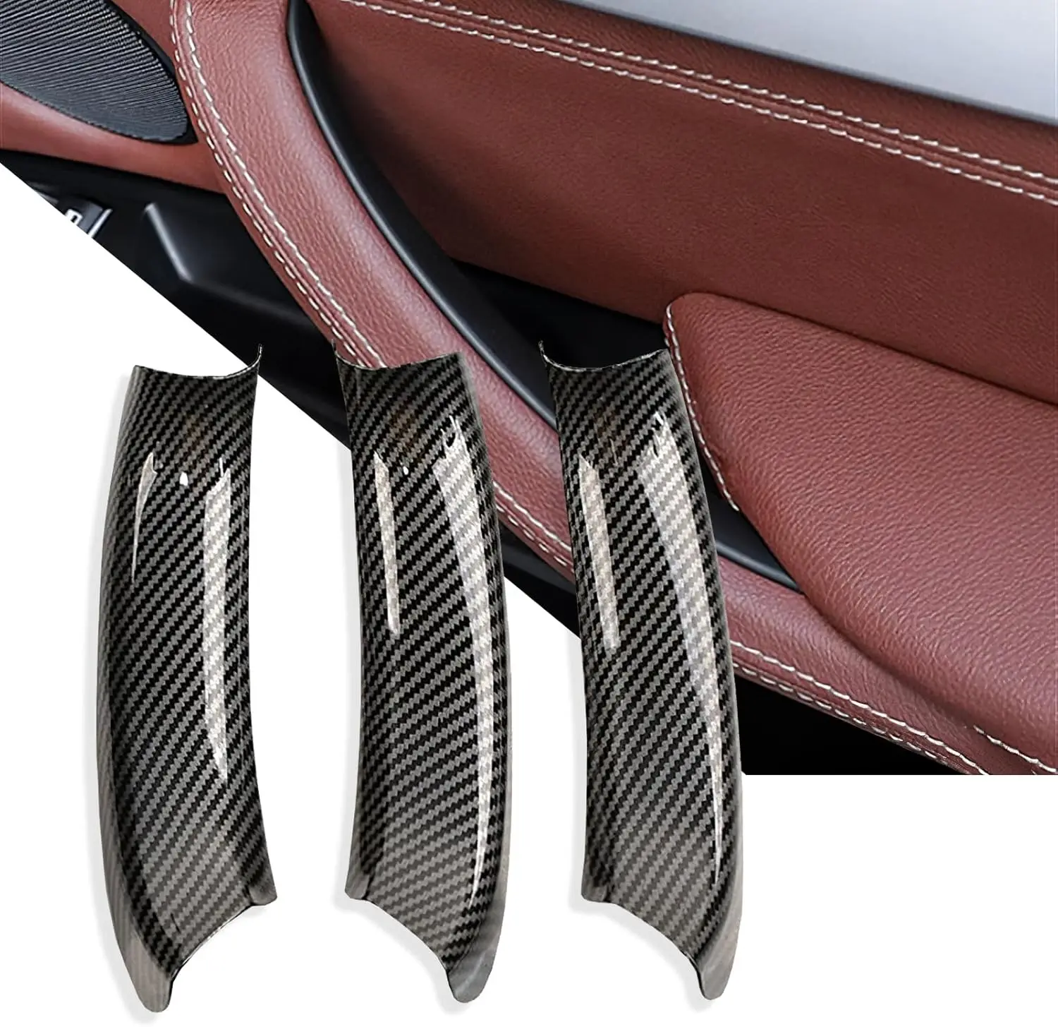 3PCS Higher Quality Interior Door Pull Handle Covers Compatible with BMW X3 F25 2010-2016 X4 F26 2014-2017,Black