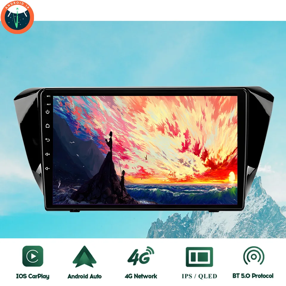 10‘’ QLED Android 14 8G Ram Car GPS Navi Music Audio Video Multimedia Player For Skoda Superb 2015 - 2019 Auto Stereo Head Unit