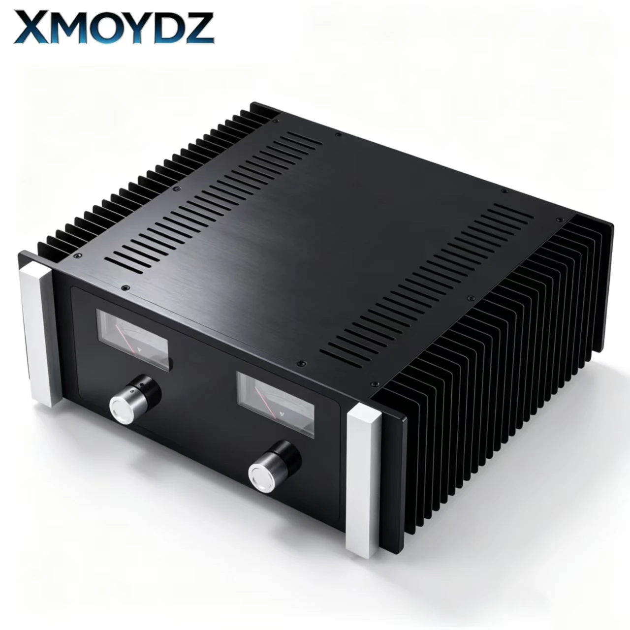 Aluminum Amplifier Chassis Dual VU Meters Side Heatsinks 350*430*148mm Black Anodized High-End for DIY Class A Power Amp