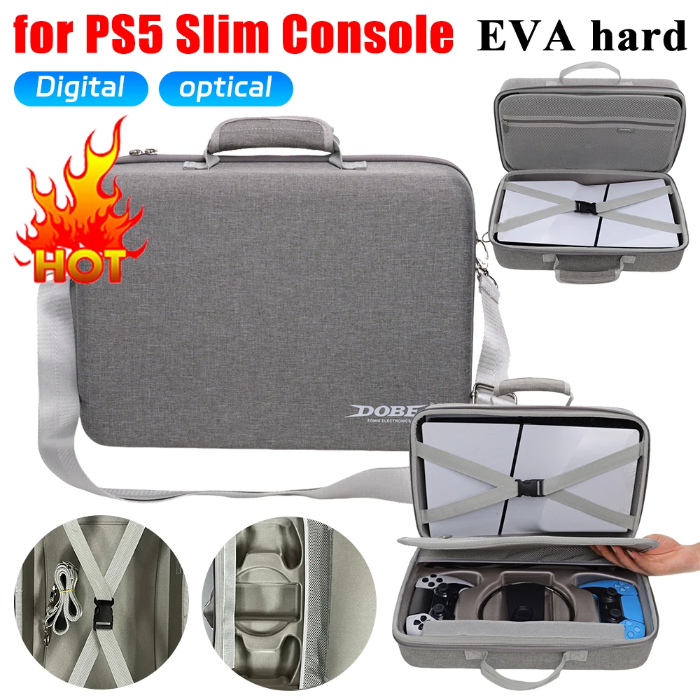 Handbag Shoulder Bag with Strap for PlayStation 5 Slim Disc and Digital Edition EVA Hard Carrying Case for PS5 Slim Console