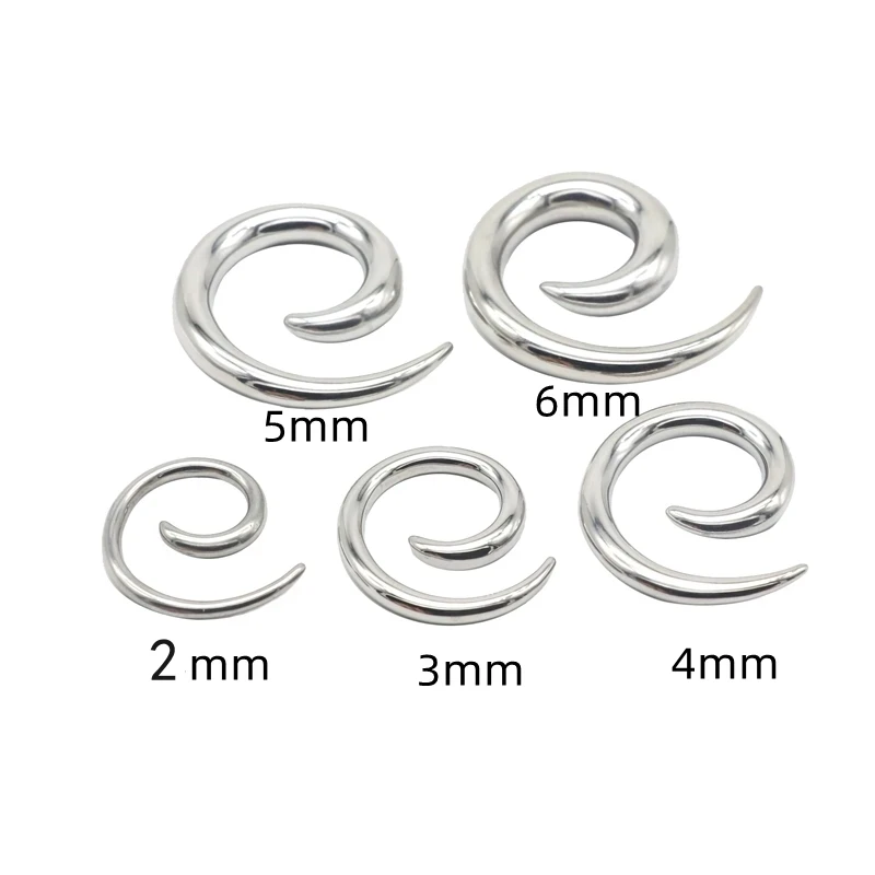 Surgical Steel Ear Expander Plugs Snail Earring Swirl Fashion Body Piercing Jewelry 3mm 4mm 5mm 6mm Gauge Stretchers