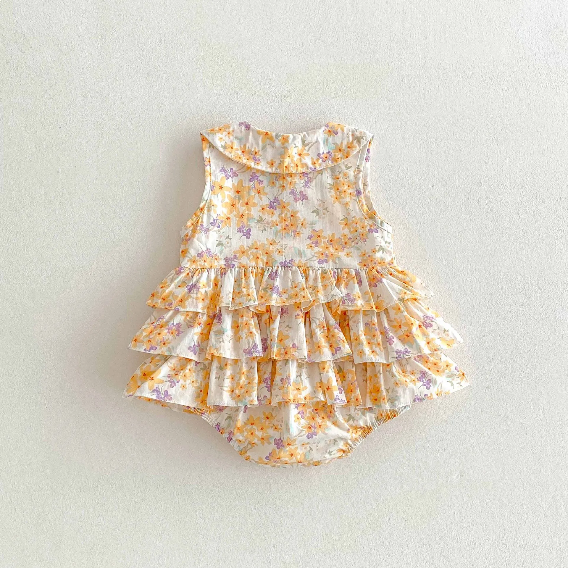 Neues Sommerkleid für Babymädchen mit Neckholder-Oberteil - Frisches und Leichtes Ärmelloses Prinzessinnen-Wickelkleid – Detail 3