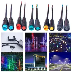 Cable Male Female Waterproof Connector 2/3/4/5/6Pin LED Power Signal Line M8 Signal Connector Outdoor Ebike Plug Wire Cable part