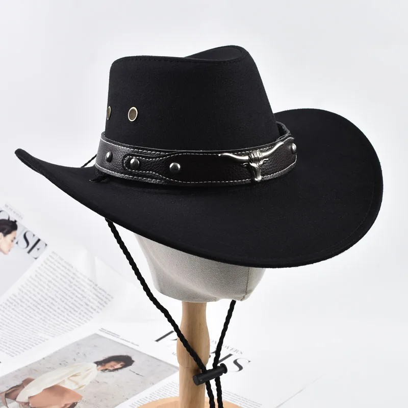 Cowboyhut im westlichen Stil für Männer und Frauen, Vintage-Stil, Gentleman, Cowgirl, Jazz-Hut, Outdoor-Reise, Ritterhüte – Detail 3
