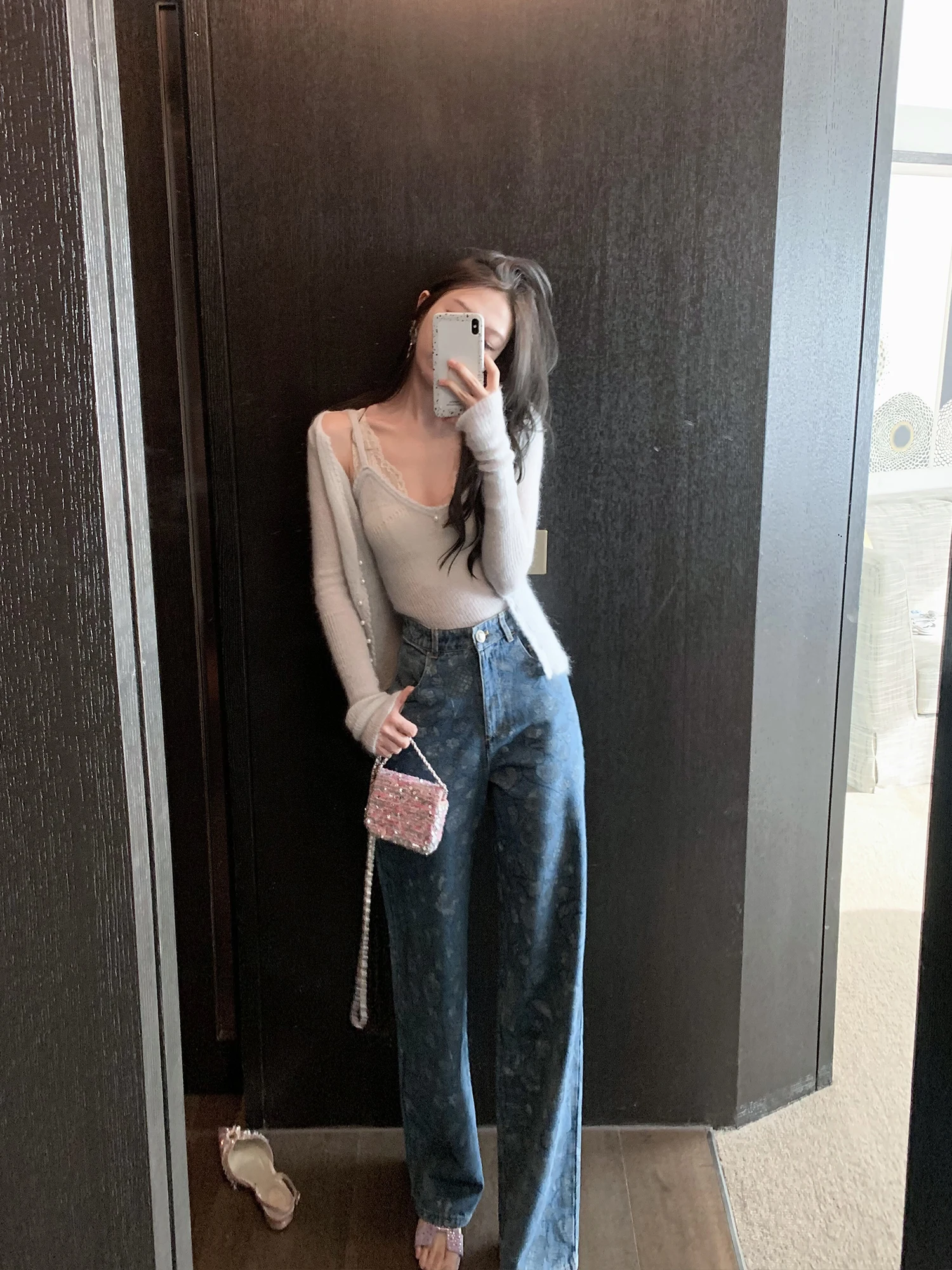 

Джинсы Amor с широкими штанинами из денима, с высокой талией, для женщин, осенний сезон, модные, премиум-качество, повседневная одежда