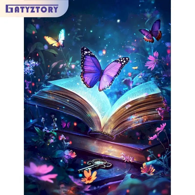 

GATYZTORY Acrylic Painting By Numbers Diy Gifts Book Butterfly On Canvas For Adults Drawing By Numbers Home Decoration Easy