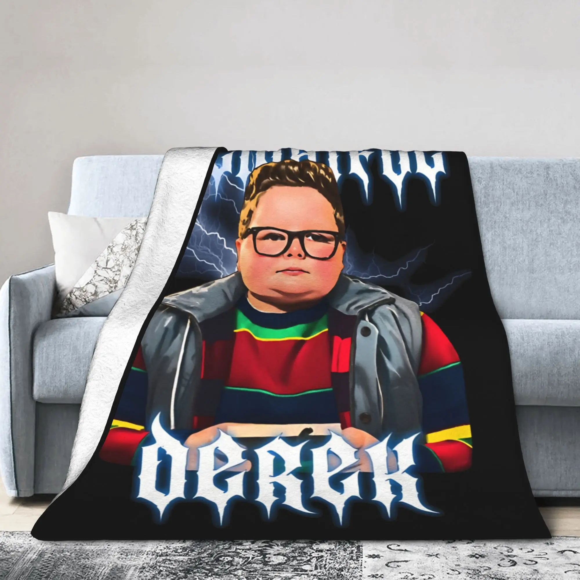 Delightful Derek Metal Style Blanket  Flannel Throw Blanket Summer Air Conditioning Personalised Lightweight Bedsprea,