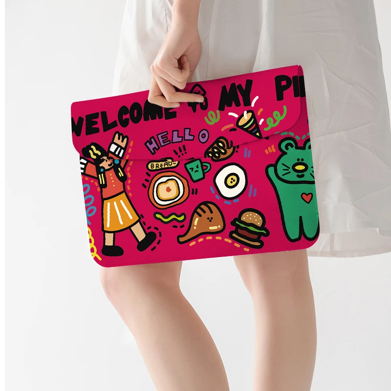 Tapete de mouse para laptop 2 em 1 divertido e fofo e bolsa com forro interno – Capa protetora ultra leve para notebook de 12 a 15 polegadas Kawaii