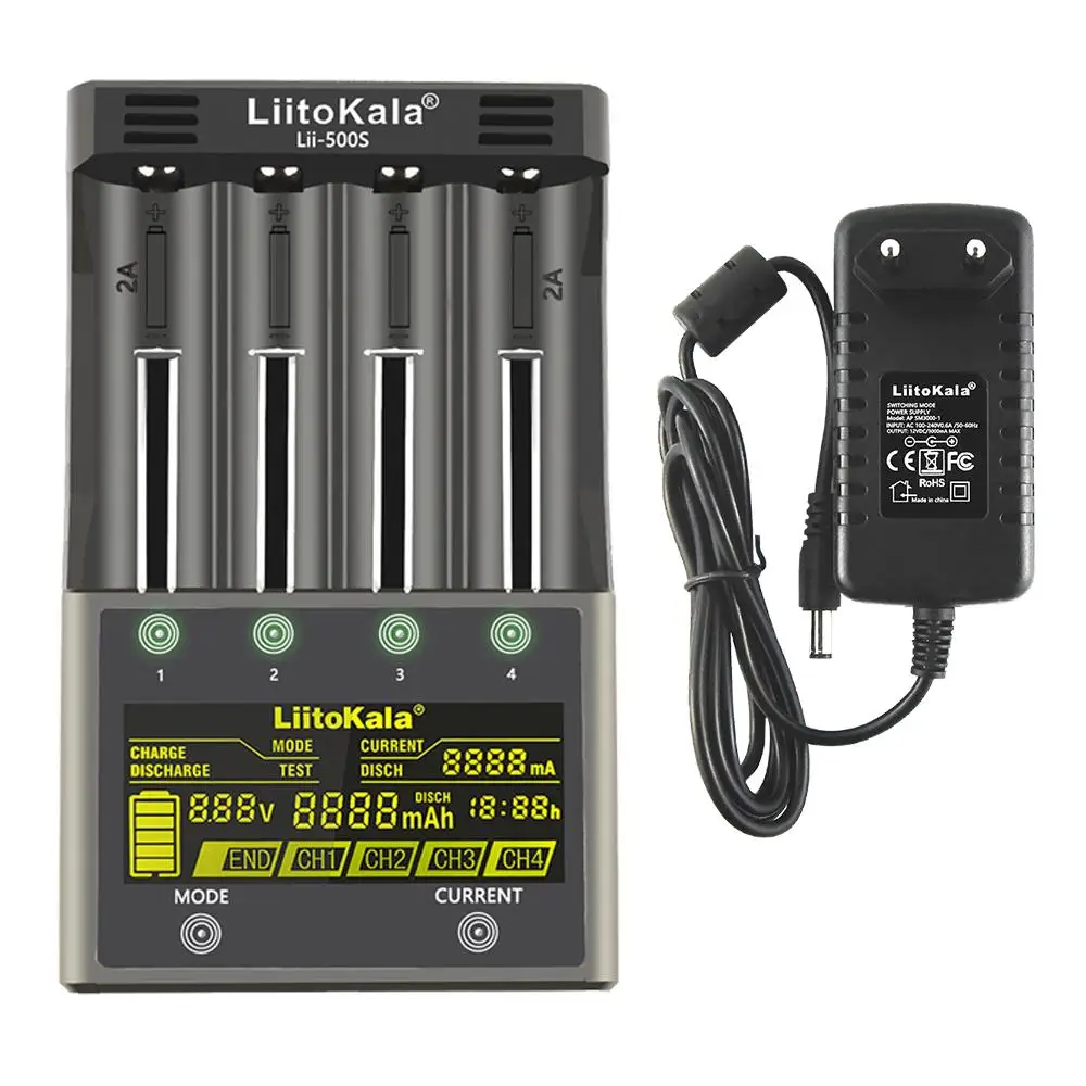 1-5PCS LiitoKala Lii-500S 18650 LCD Battery Charger for 26650 16340 18350 3.7V 1.2V Ni-MH Ni-Cd Li-ion Test battery capacity