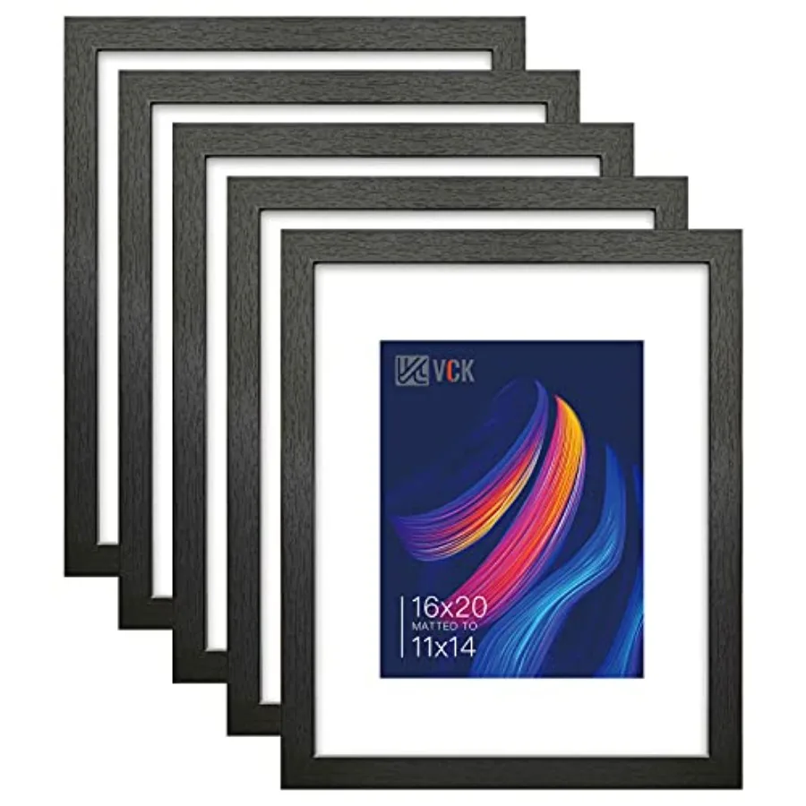 

Picture Frames Matted to Picture Set of 5 Wood Photo Frames with Real Glass Desktop and Wall Hanging Frames 16 x 20
