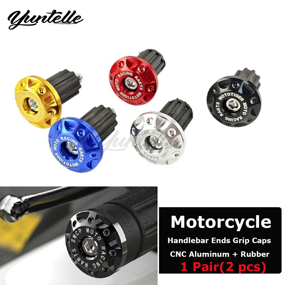 

1 Pair Motorcycle 22mm Handlebar Ends Grip Caps Handle Bar Plug Covers Slider For Honda Yamaha Dirt Motor Bike Accessories CNC
