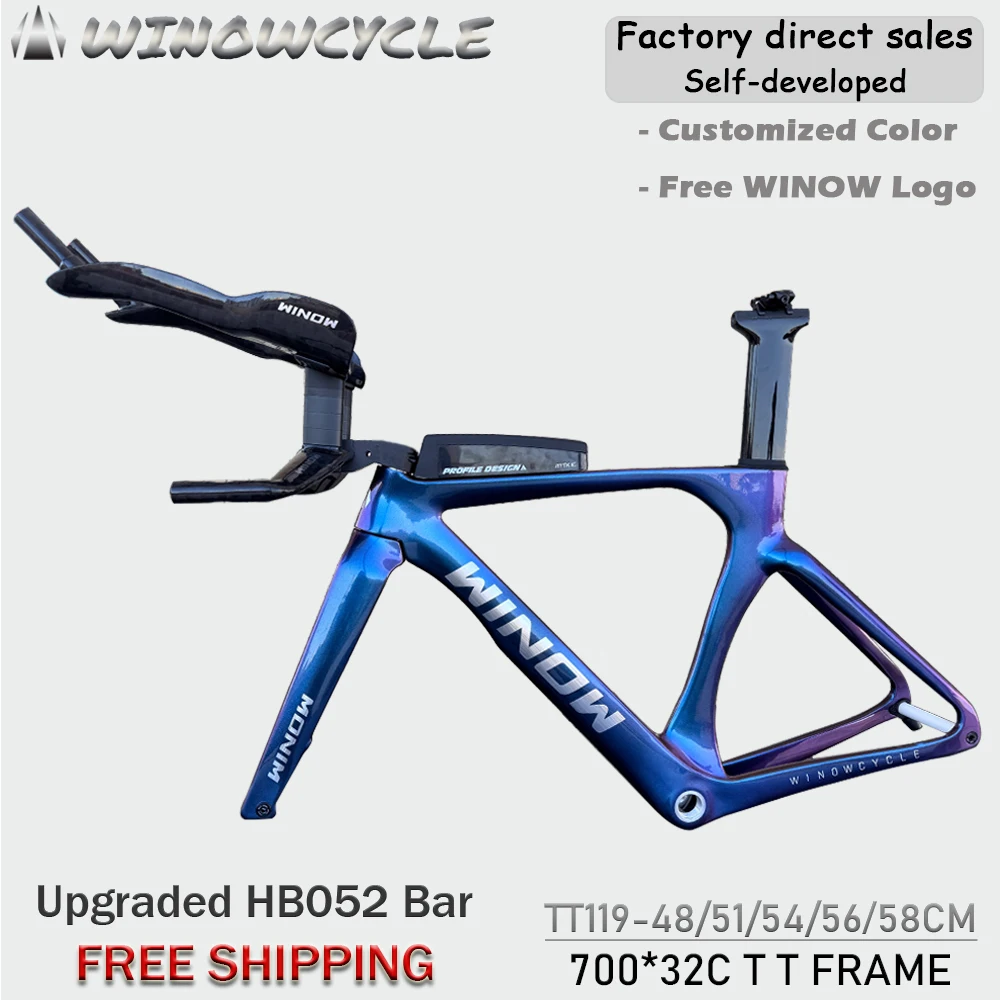 Winowsports Upgraded TT bar Carbon Fiber Time Trial Frame Set Disc
