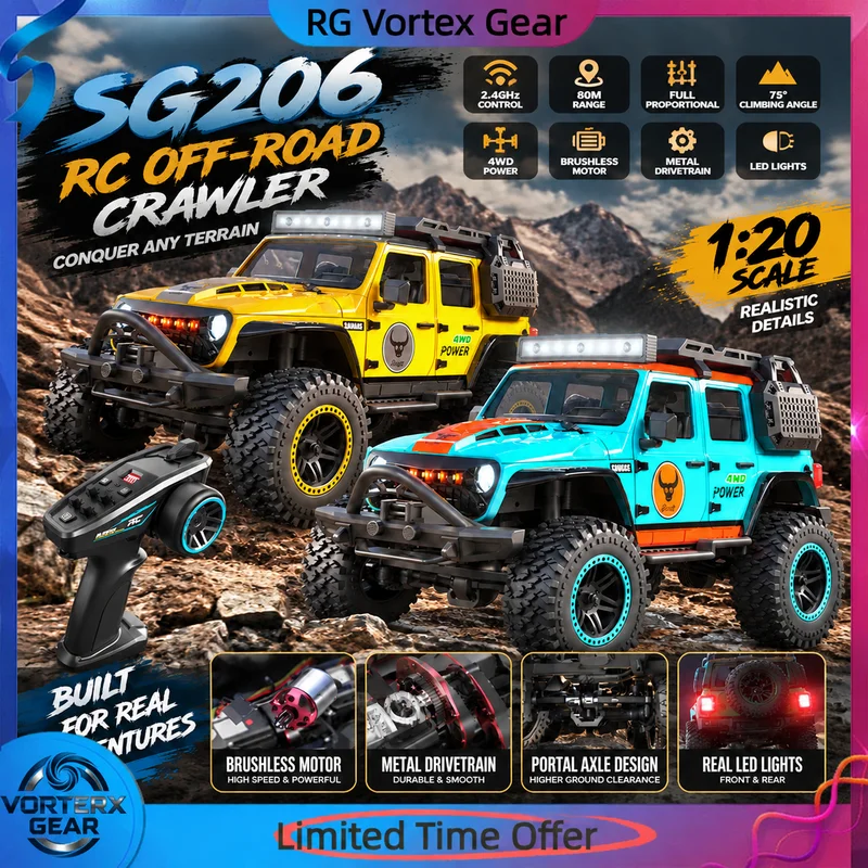 【In Stock】Hot Sg206max Remote Car 1:20 Brushless Four-Wheel Drive High-Speed Off-Road Vehicle Full Proportion Remote Control Toy