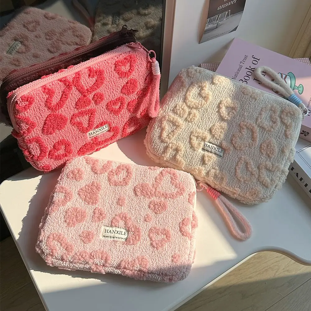 New 11/13/15inch Laptop Sleeve Heart Pattern Zipper Closure Tablet Sleeve Plush Soft Texture Laptop Carrying Case Laptop Storage