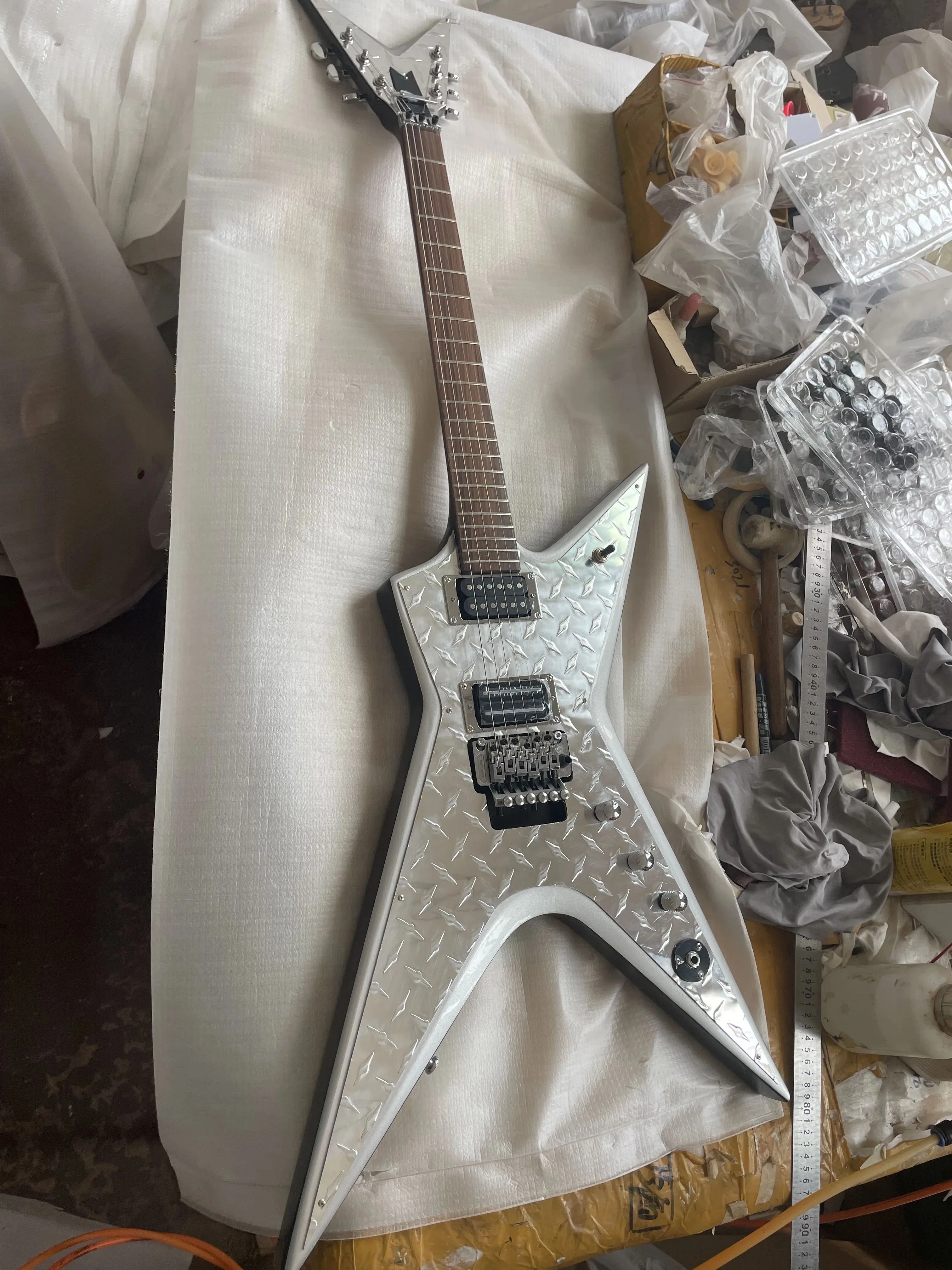 Custom Washburn  Guitar Silver Jewelry Metal Top