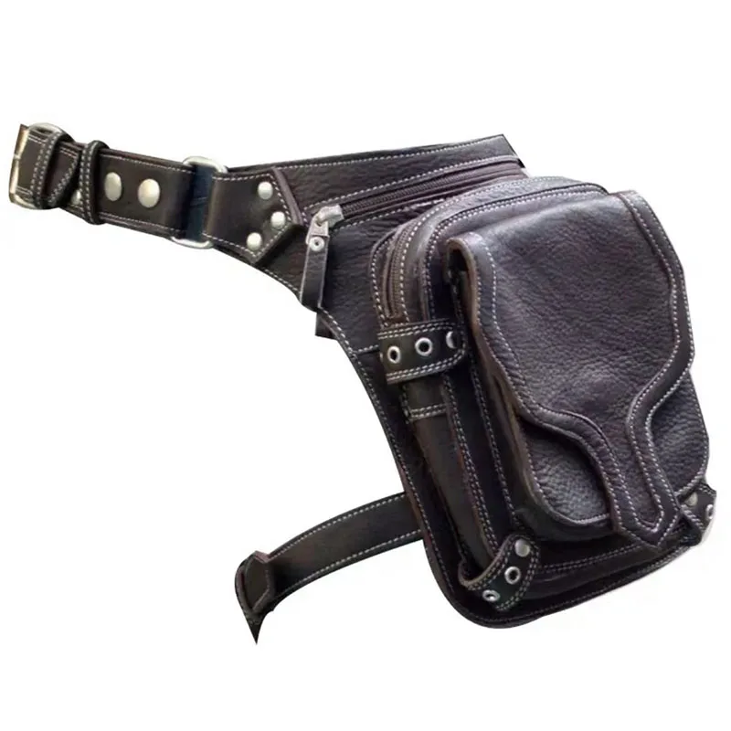 Vintage Pu Leather Streetwear Punk Handbags Men Women Trendy Casual Ladies Outdoor Leg Protection Packs Y2k Fanny Waist Packs