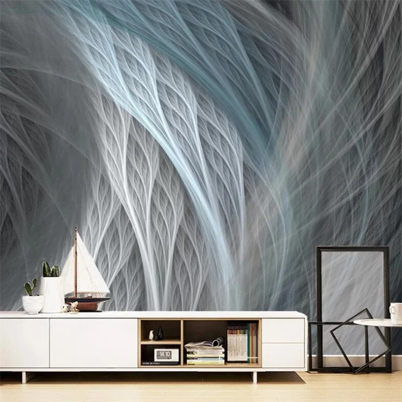 

Nordic ins style abstract line wallpaper custom feather decoration TV background wall living room bedroom mural papel de parede