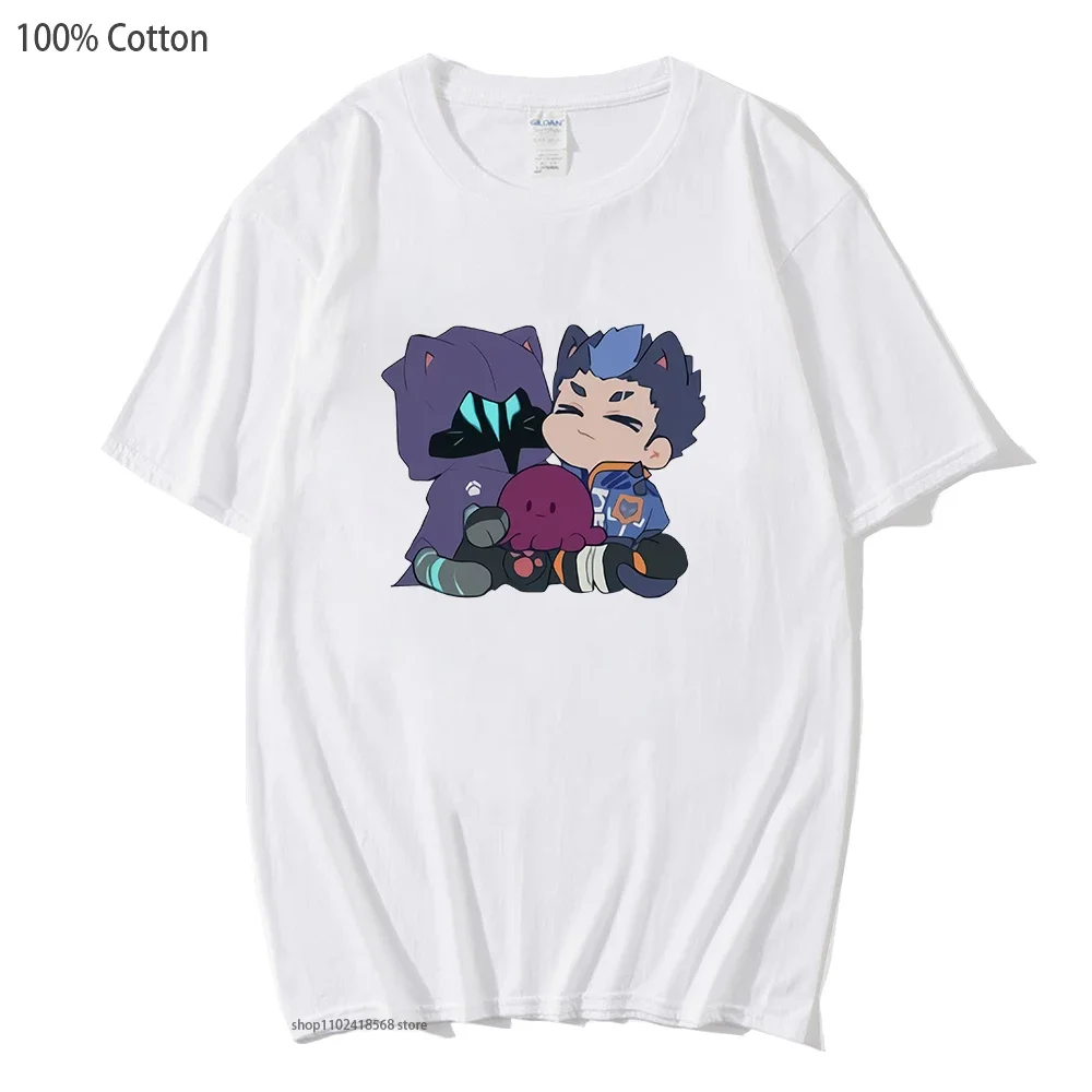 Omen Cartoon Tshirt Cute VALORANT Shirt Men Summer Clothes Fashion Women Tops Boys Girls Game Tees 100% Cotton Unisex T-Shirts