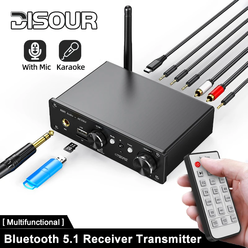 

Multifunctional Bluetooth 5.1 Receiver Transmitter HIFI Audio Converter TF Card RCA 3.5MM AUX USB Adapter With Remote Control