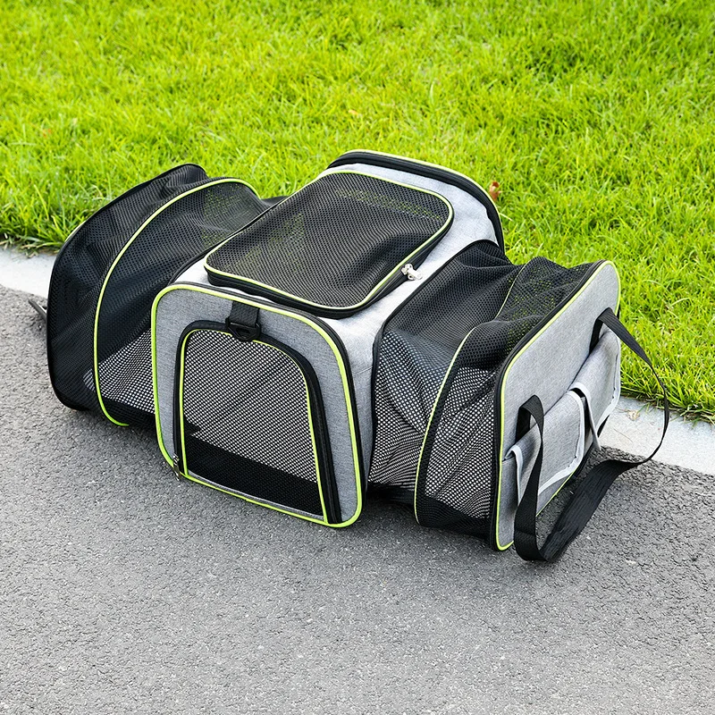 Large Capacity Expandable Carrier Cat Pet Airlines Approved Reflective Tape Cat Travel Bag  Foldable Soft Dog Carrier