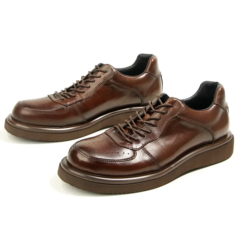 

Men's cowhide casual shoes all real leather outdoor running sneakers Work shoes