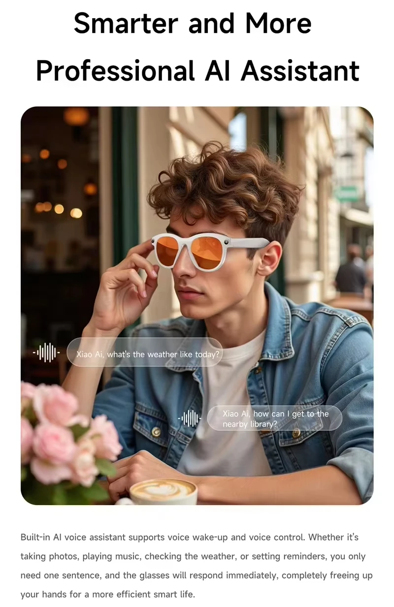 Xiaomi 8K AI النظارات الذكية HD اللون تغيير الدردشة GPT 1200MP ترجمة الكاميرا بلوتوث دعوة صوت مساعد التحكم في الموسيقى 2026