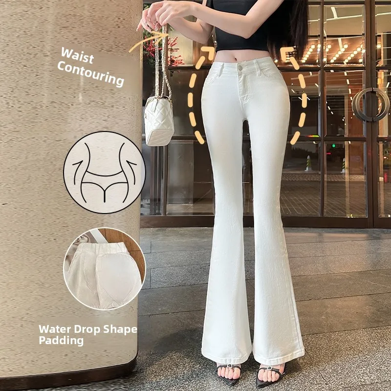 Low Waist Korean Style Women's Jeans Booty Enhancing High Waist Cotton Stretch Denim Pure Color Casual Fit Summer Jeans
