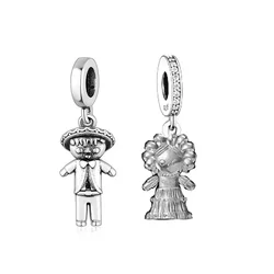 Fit Original Charm Bracelet 925 Sterling Silver Traditional Handmade Mexico Boy and Girl Doll Bead For Making Navidad Berloque