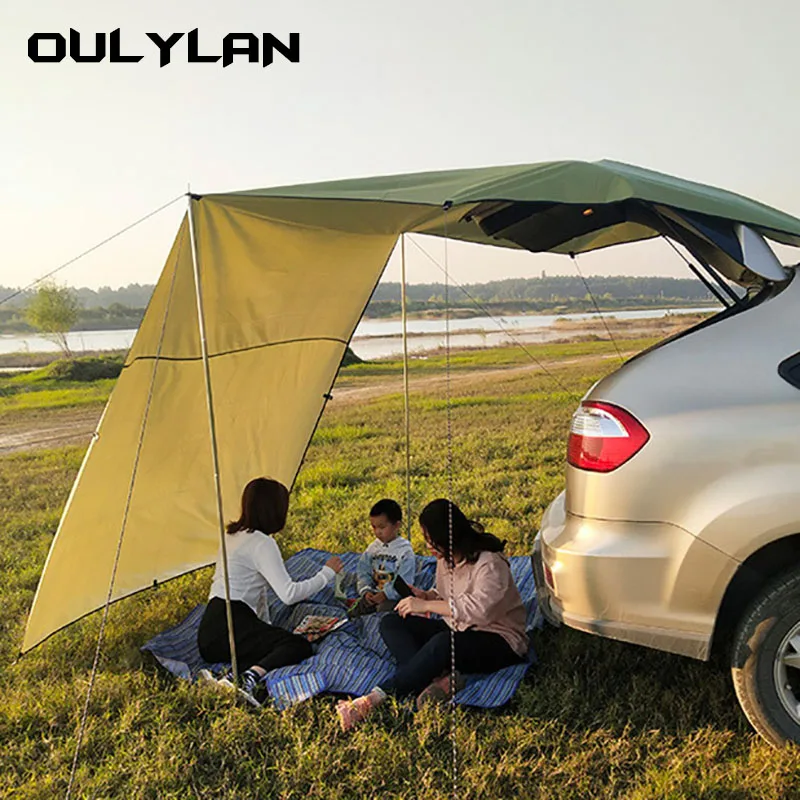 New Outdoor Camping Car Awning Portable Shade Sail Auto Tail Side Tent Canopy Sunscreen 210D Oxford Parasols Waterproof Sunshade