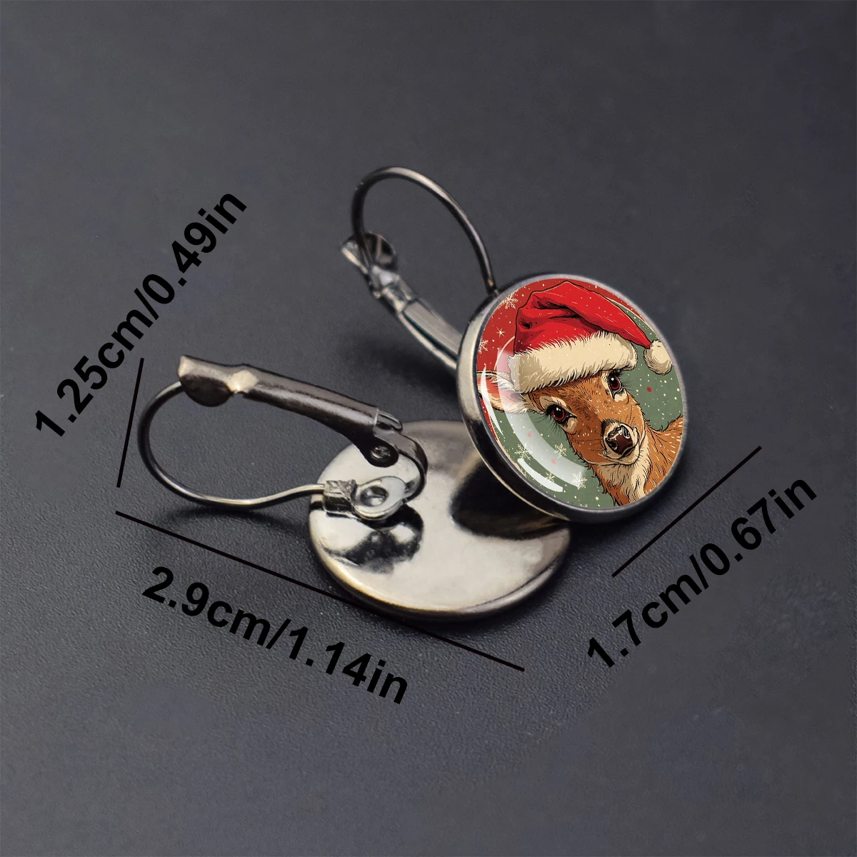 مرسومة باليد عيد الميلاد الحيوانات لطيف قبعات عيد الميلاد قبة الزجاج أقراط للنساء الرجال السنة الجديدة حفلة الفن مجوهرات هدايا عيد الميلاد