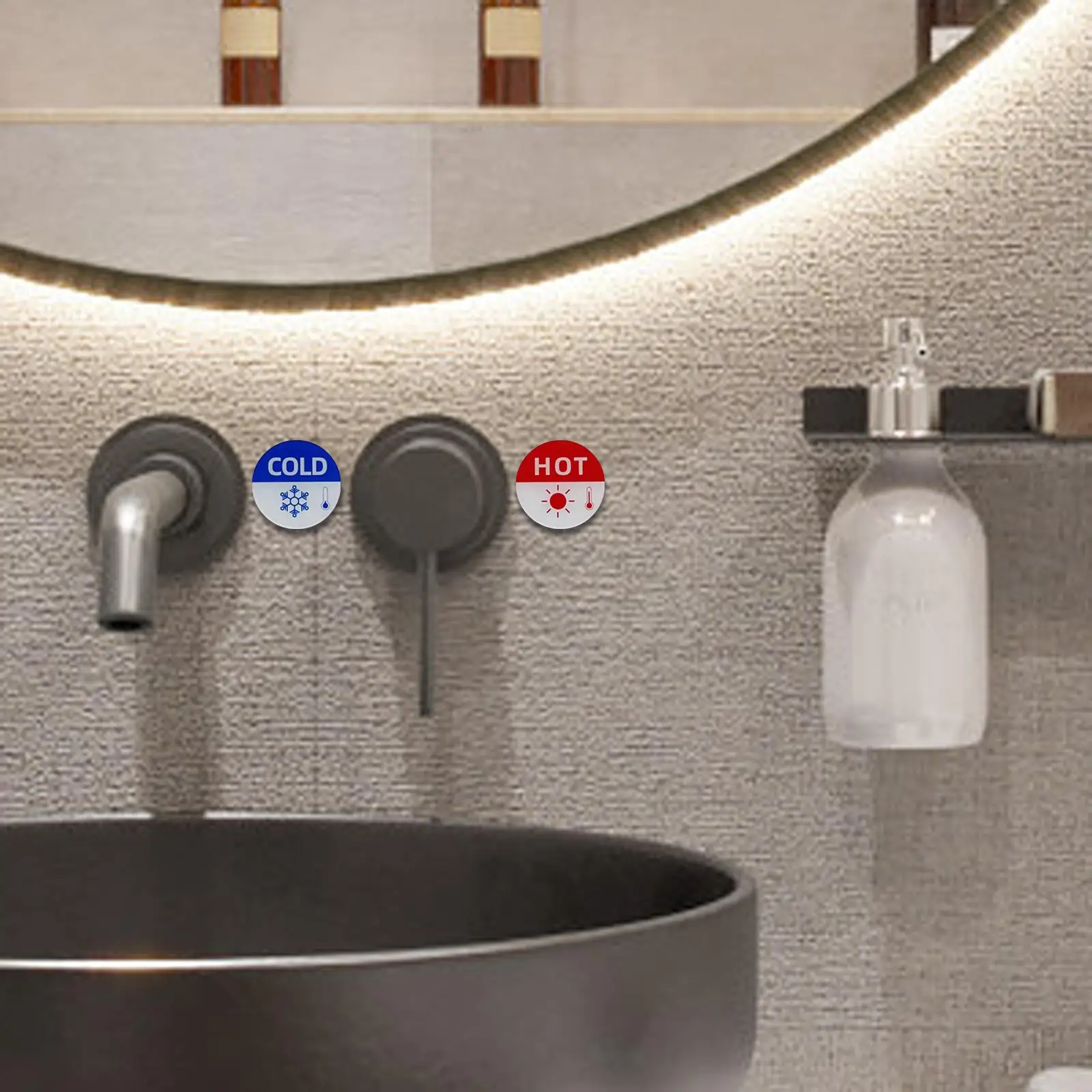 

Universal Hot and Cold Faucet Labels Set - Easy Installation