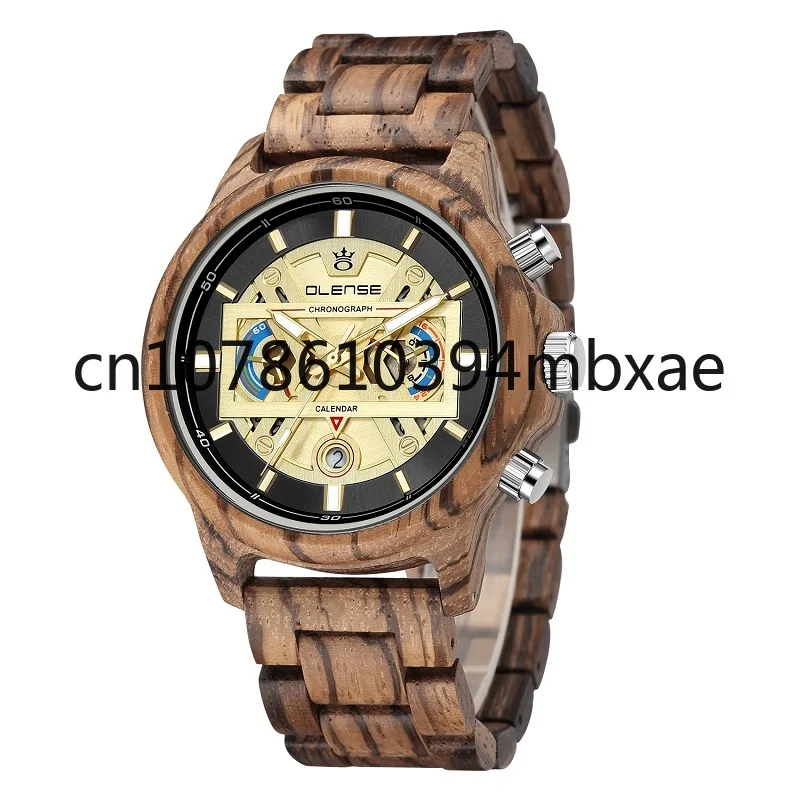 Top Brand Luxury Gifts Sports Men Wristwatch Chronograph Quartz Watch Wood Watches