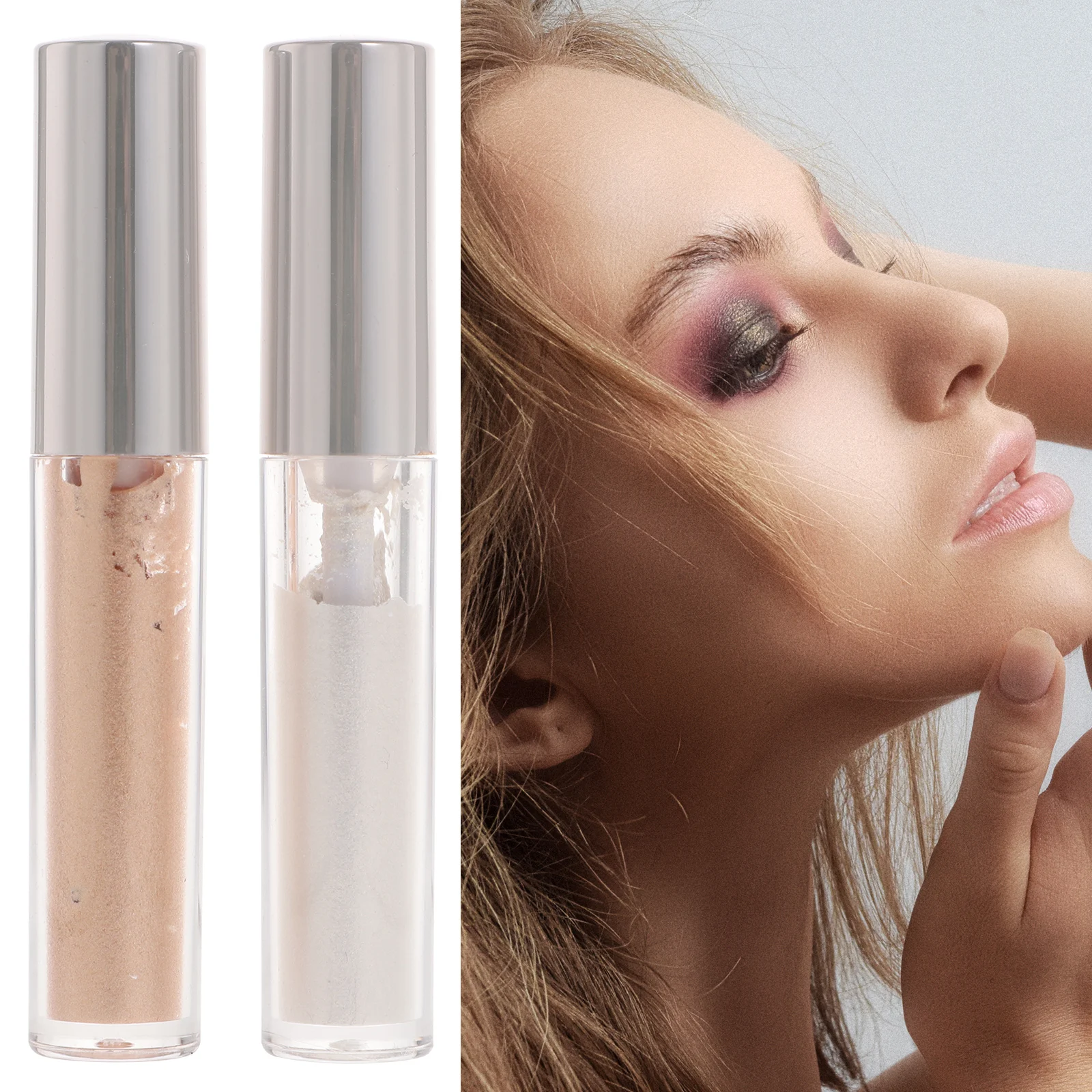 

2PCS Liquid Eyeshadow Highlighter Glitter Shimmer Makeup Supplies Women Smoky Star Long Texture