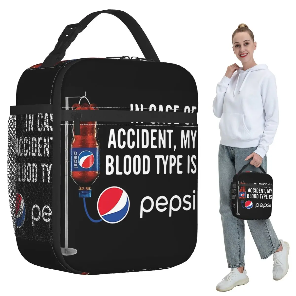 

В футляре Accident My Blood Type Is -Pepsi Изолированная сумка для обеда для детей Школьный холодильник Термальная коробка для еды Портативные коробки для завтрака