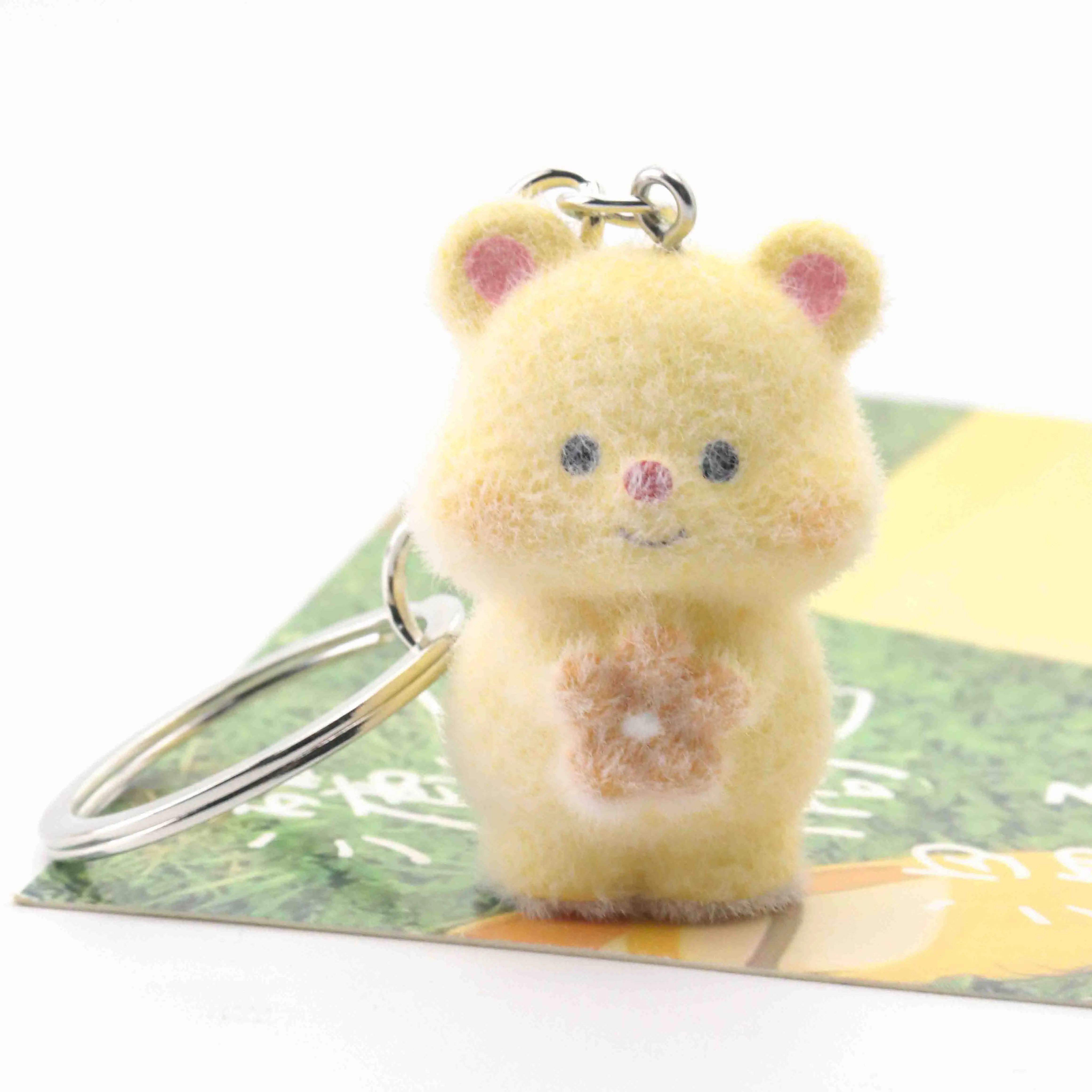 1pcs Resin Flocking Charms Bear Keychain For Jewelry Making Can Be Given To Friends To Decorate School Bags And Car Pendants