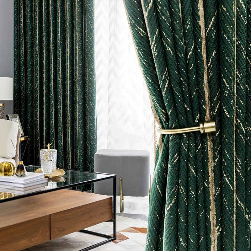 

Luxury Villa Green Blackout Curtains For Living Room, Bedroom, Balcony , Shading Curtains For Window Decoration, Home Curtains