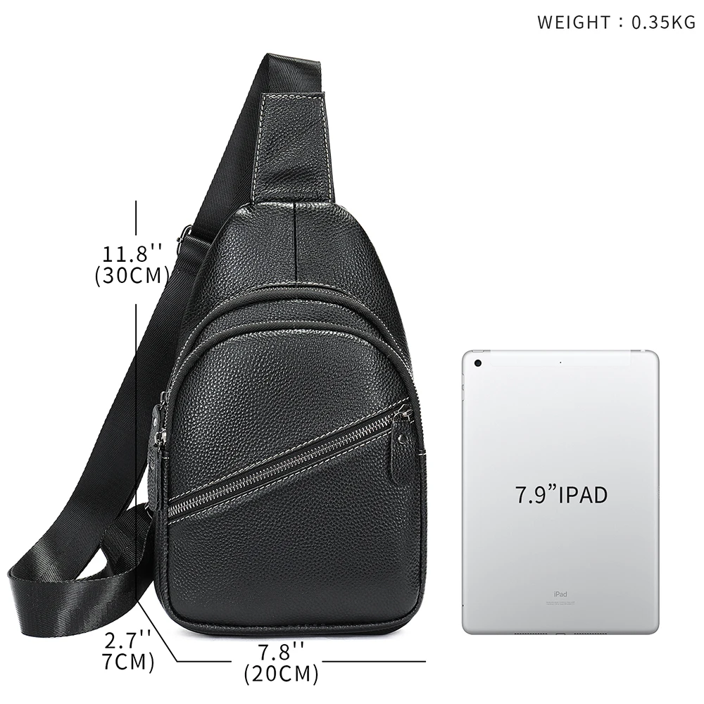 WESTAL Genuine Leather Men's Shoulder Bag Designer Sling Bag Men's Chest Bags Black Travel Crossbody Slingback iPad Phone Pouch