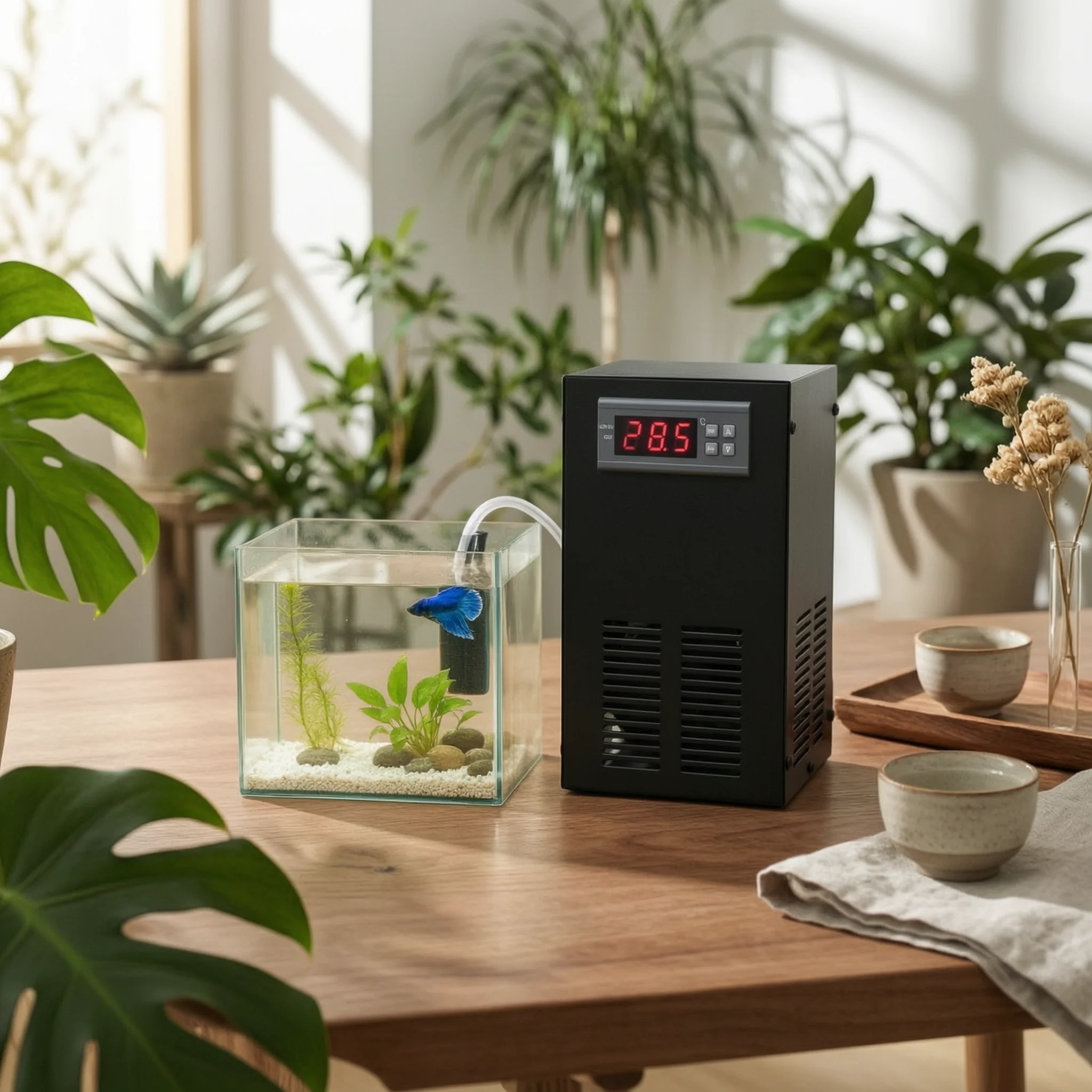 Aquarium Chiller with Pump Compact Aquarium Chiller Aquatic Tank Cooler Corrosion Resistant Temperature Controller Centigrade