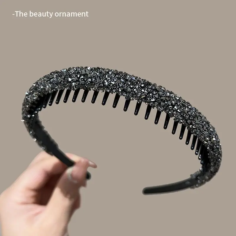 

Rhinestone Anti Slip Hair Hoop Women's Face Wash Hairbands Female 2024 New Girls Hairpin Hair Accessories Headdress Female