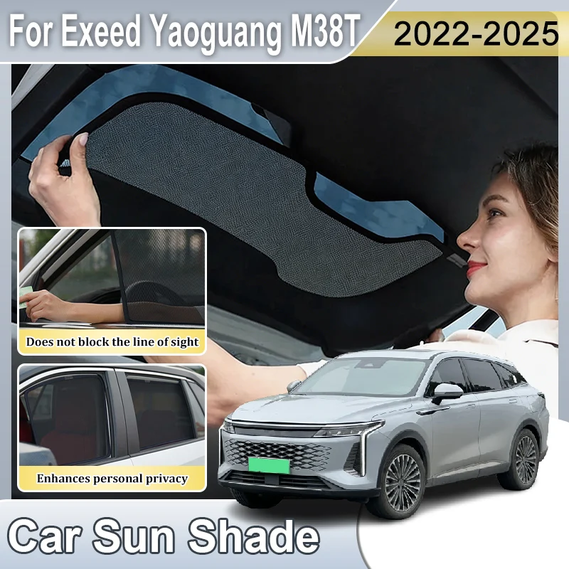 

Car Mesh Sun Shade For Exeed Yaoguang Accessories Exeed RX Omoda 9 C9 M38T 2022-2025 Window Magnetic Privacy Curtain Sun Visor