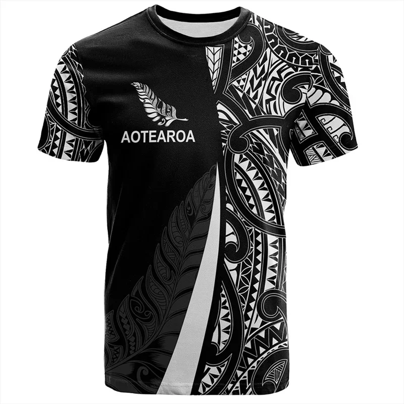 Summer New Zealand Maori Rugby Ball Printed T-shirt Sports Fitness Men\'s Quick Drying T-shirt Fashion Hawaiian Sportswear Top