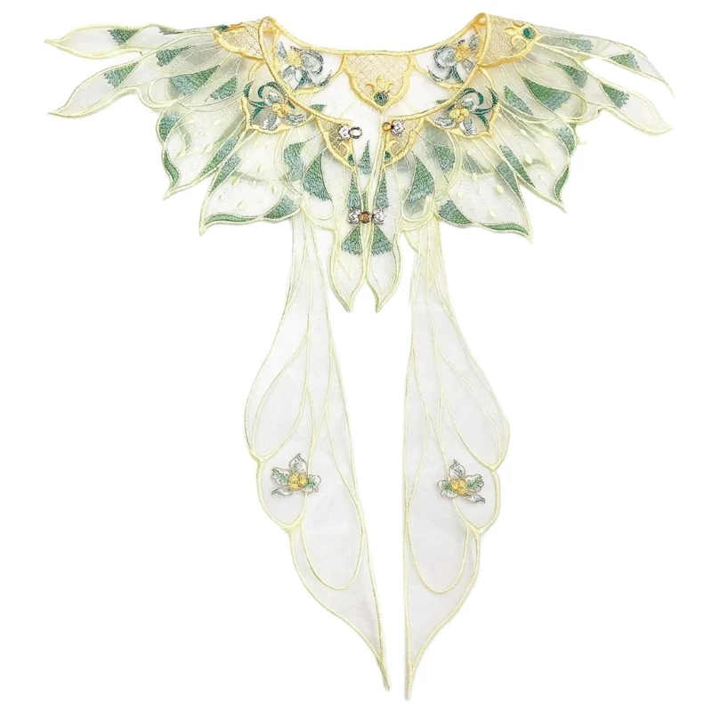 

Oriental Collar Shawl Sweet-style with Floral Shawl Organza Embroidered Collar