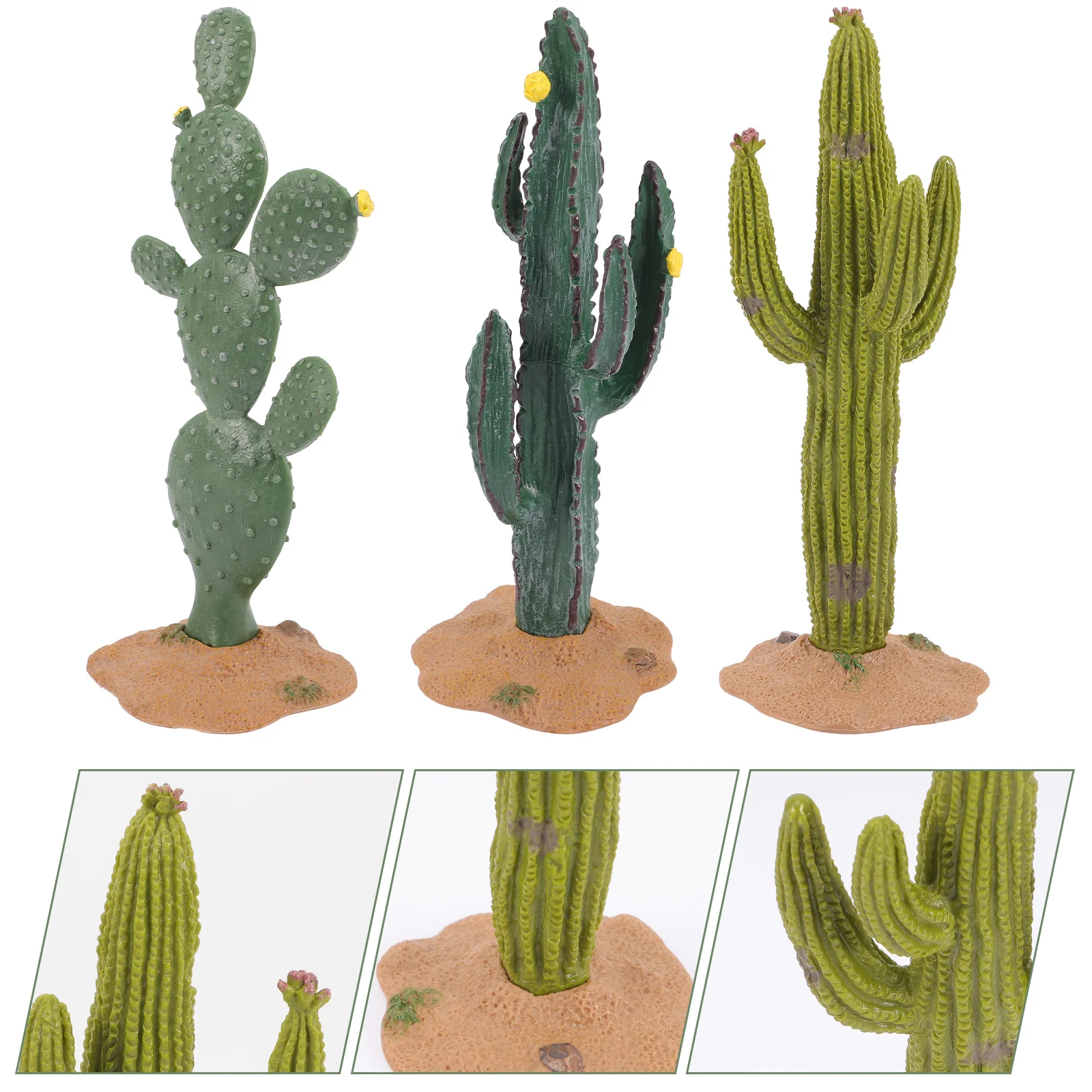 3 Pcs Fake Plant Office Terrarium Cactus Decorative Figurine Pvc Artificial Succulent Plants Miniatures Adorn Tiny