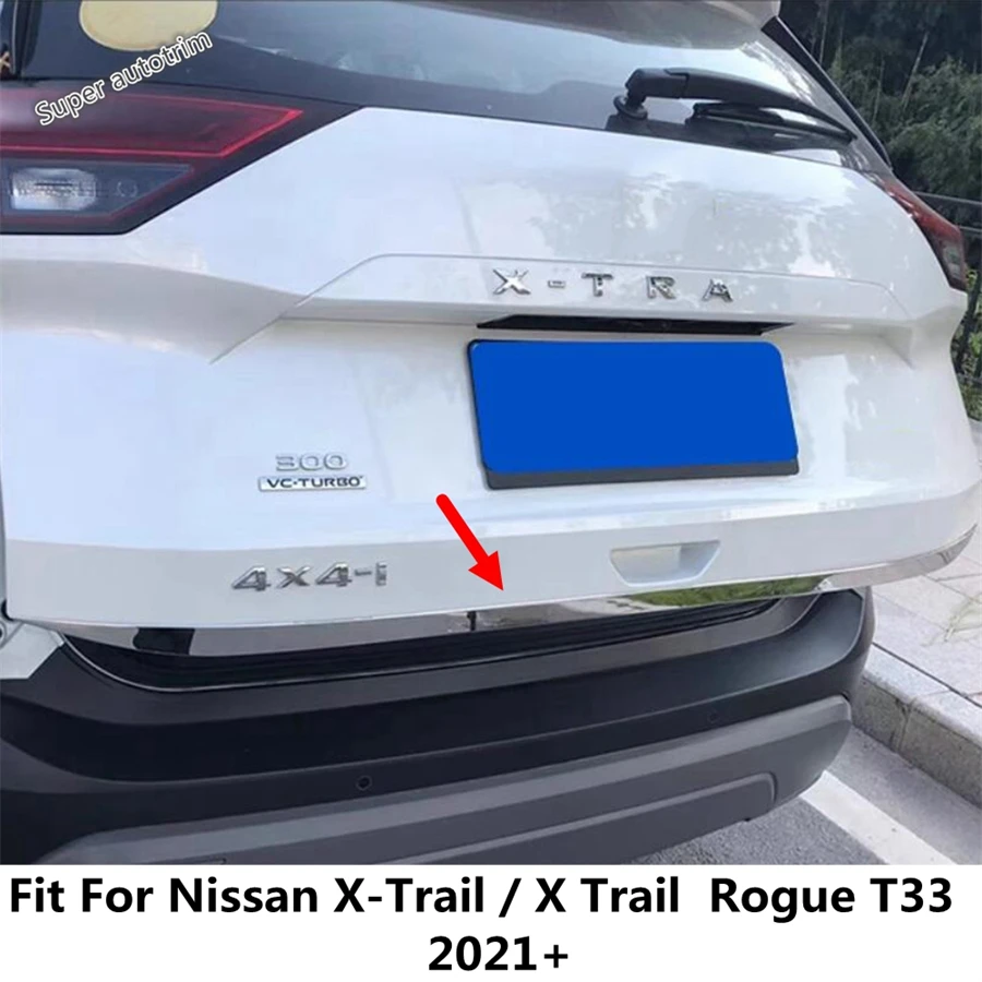 

Rear Door Trunk Tailgate Strip Molding Cover Trim For Nissan X-Trail / X Trail Rogue T33 2021 - 2024 Stainless Steel Accessories