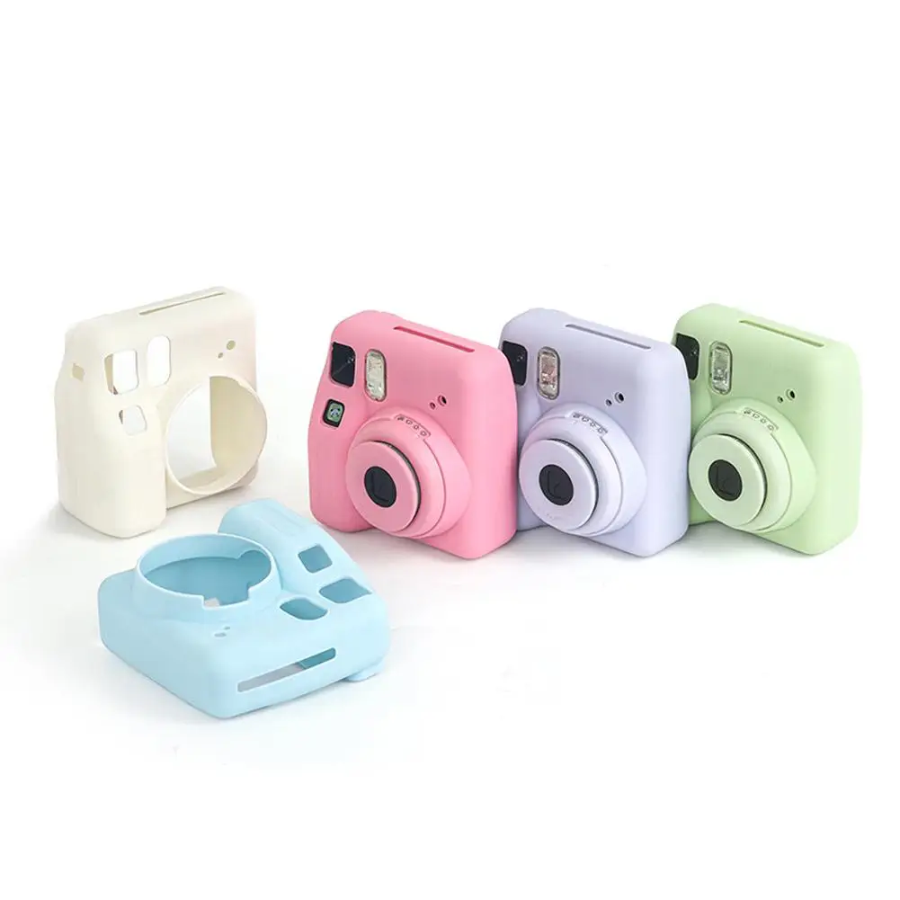 Solid Color Silicone Case For Fujifilm Instax Mini 12 Instant Camera Storage Bag With Shoulder Strap Soft Protective Cover G6M1