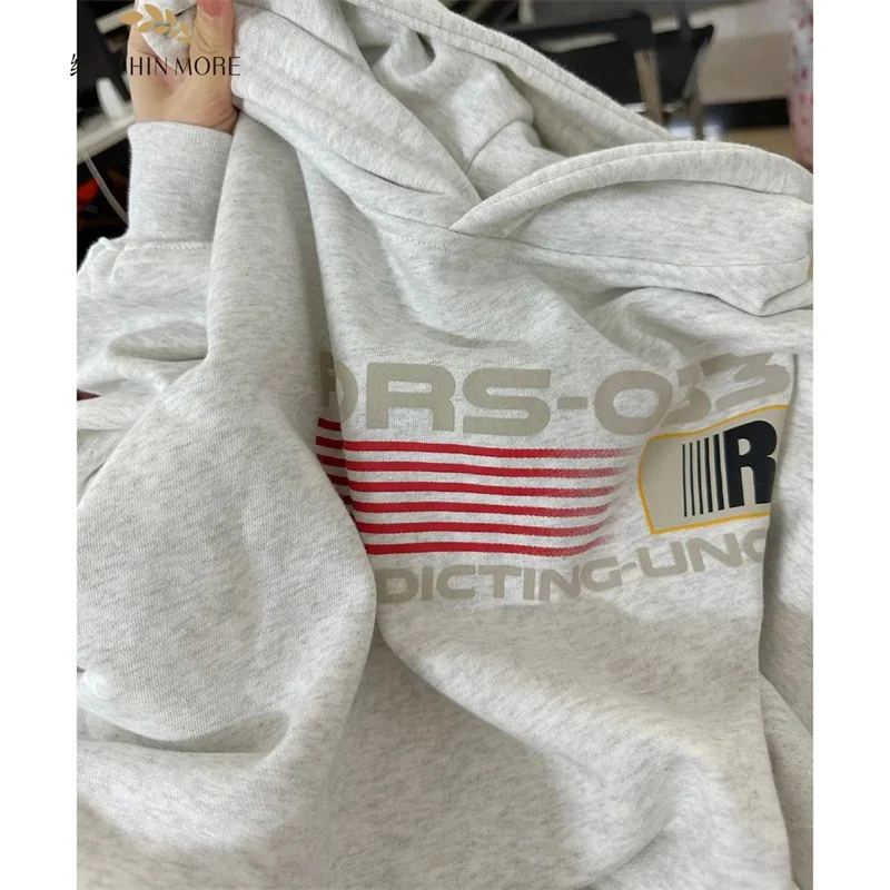 

Autumn/Winter New INS Fashion Simple Cotton Loose Hooded Retro American Mid length Long Sleeve Hooded Sweater Women's Mid length