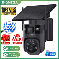 INQMEGA 6K 15X Zoom Dual-Screen-Solar Kamera Battery IP Cam Human Detect 2-Way Audio CCTV Monitor Video Surveillance
